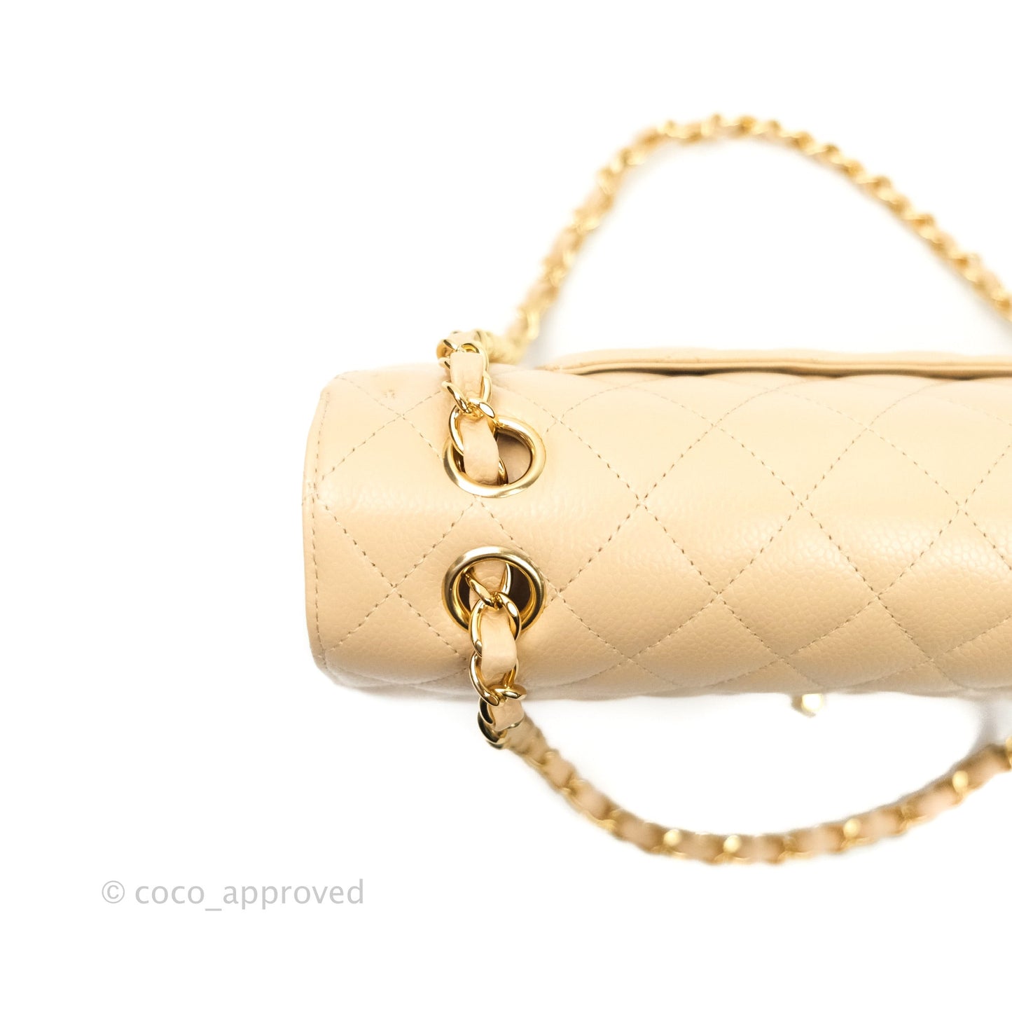 Chanel Classic M/L Medium Double Flap Bag Beige Caviar Gold Hardware