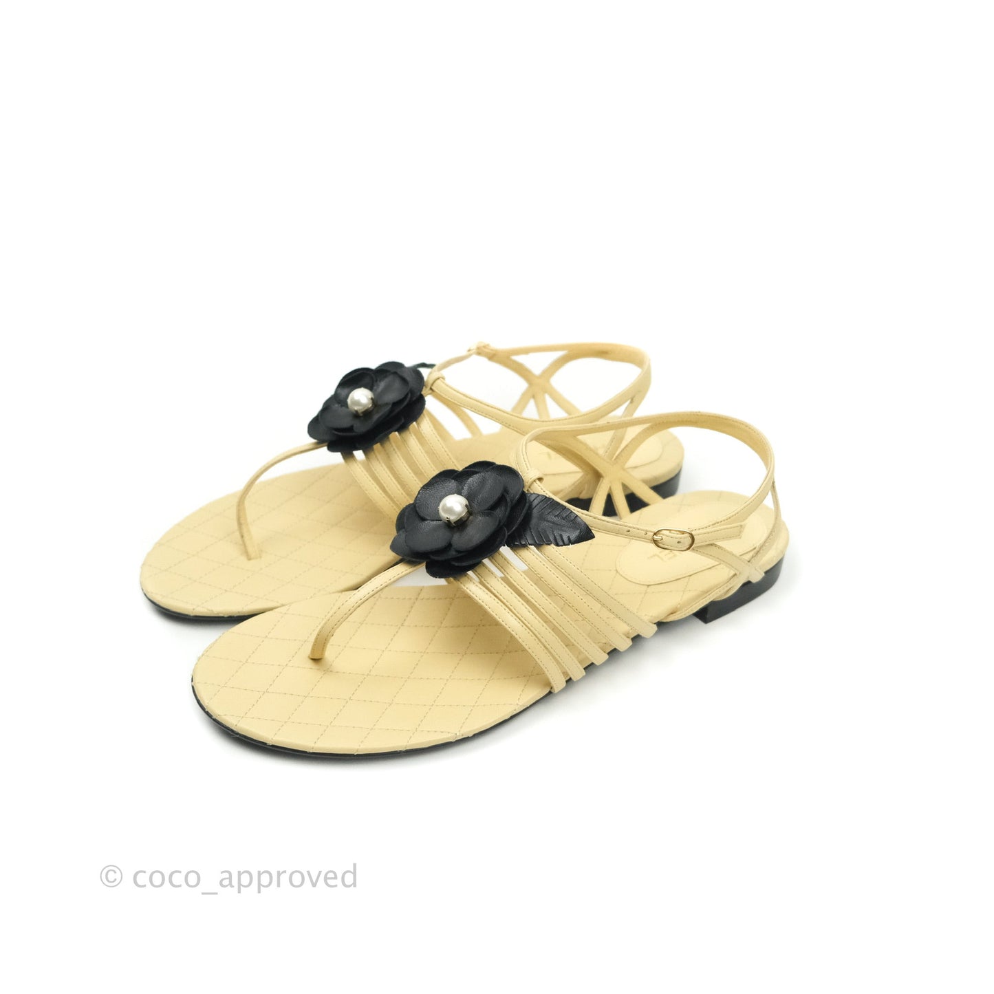 Chanel Sandal Beige Camellia 39 1/2