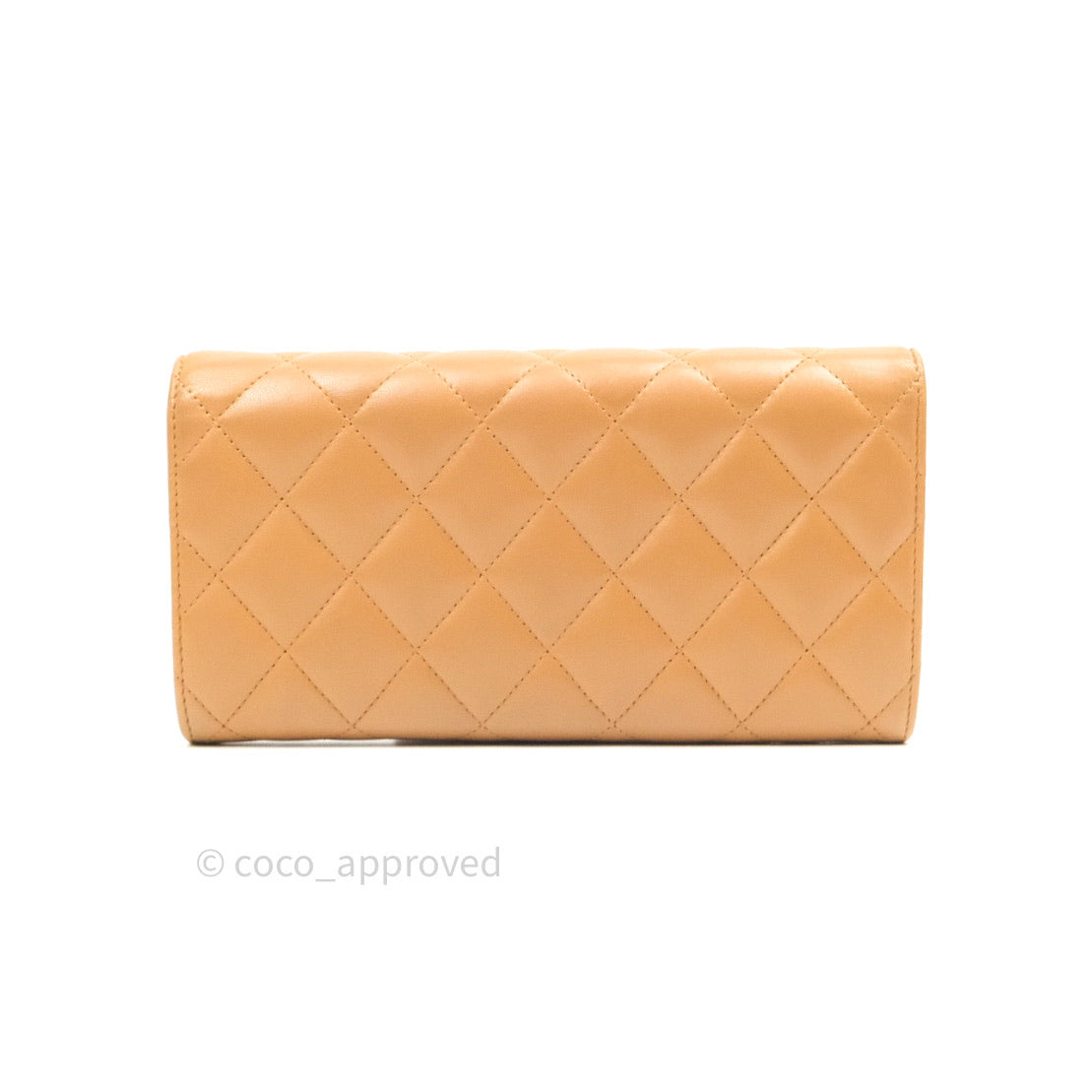 Chanel Dark Beige Lambskin Gold Hardware Long Wallet