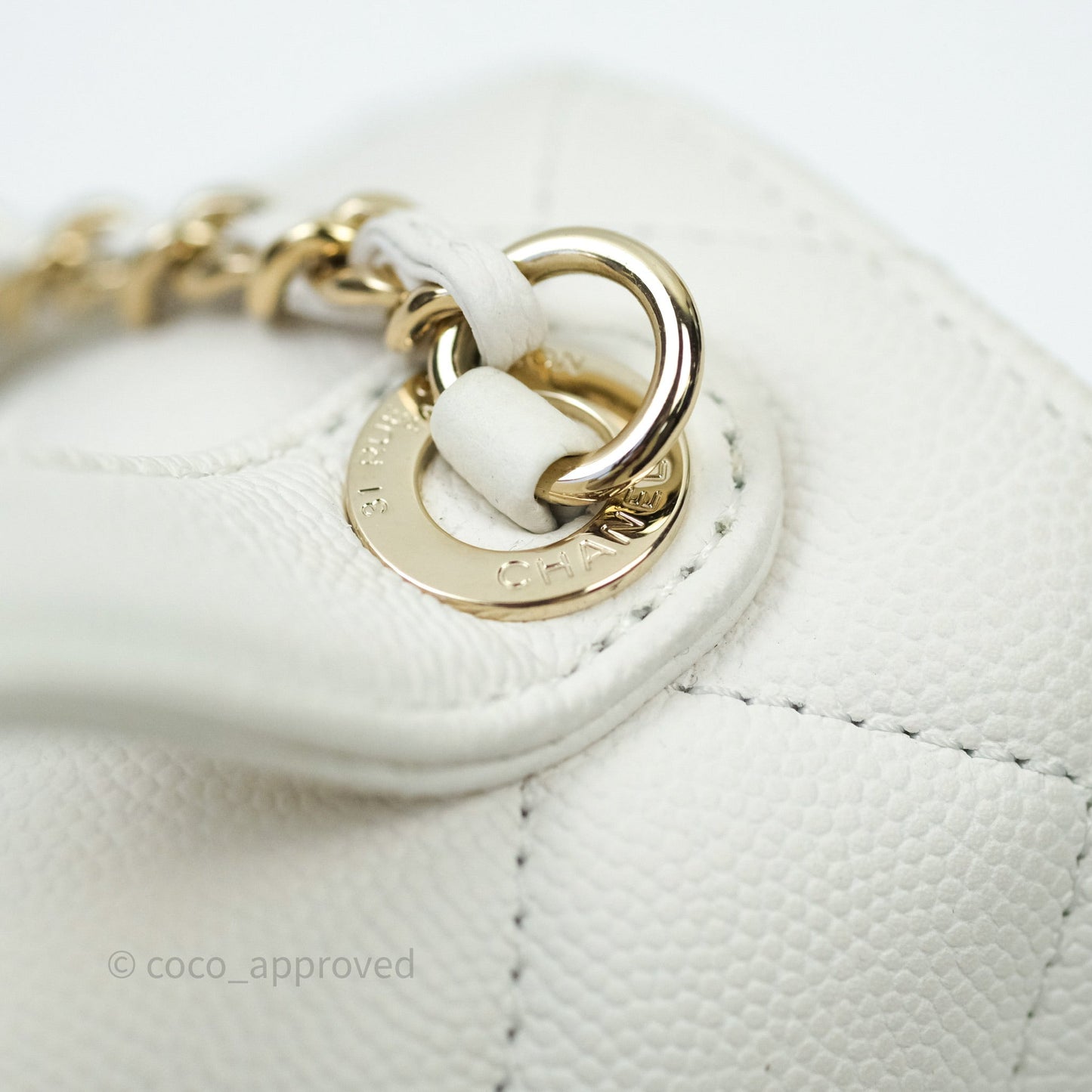 Chanel Quilted Small Business Affinity Flap White Caviar Light Gold Hardware