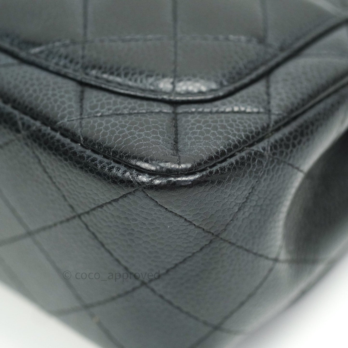 Chanel Mini Square Black Quilted Caviar Ruthenium Hardware
