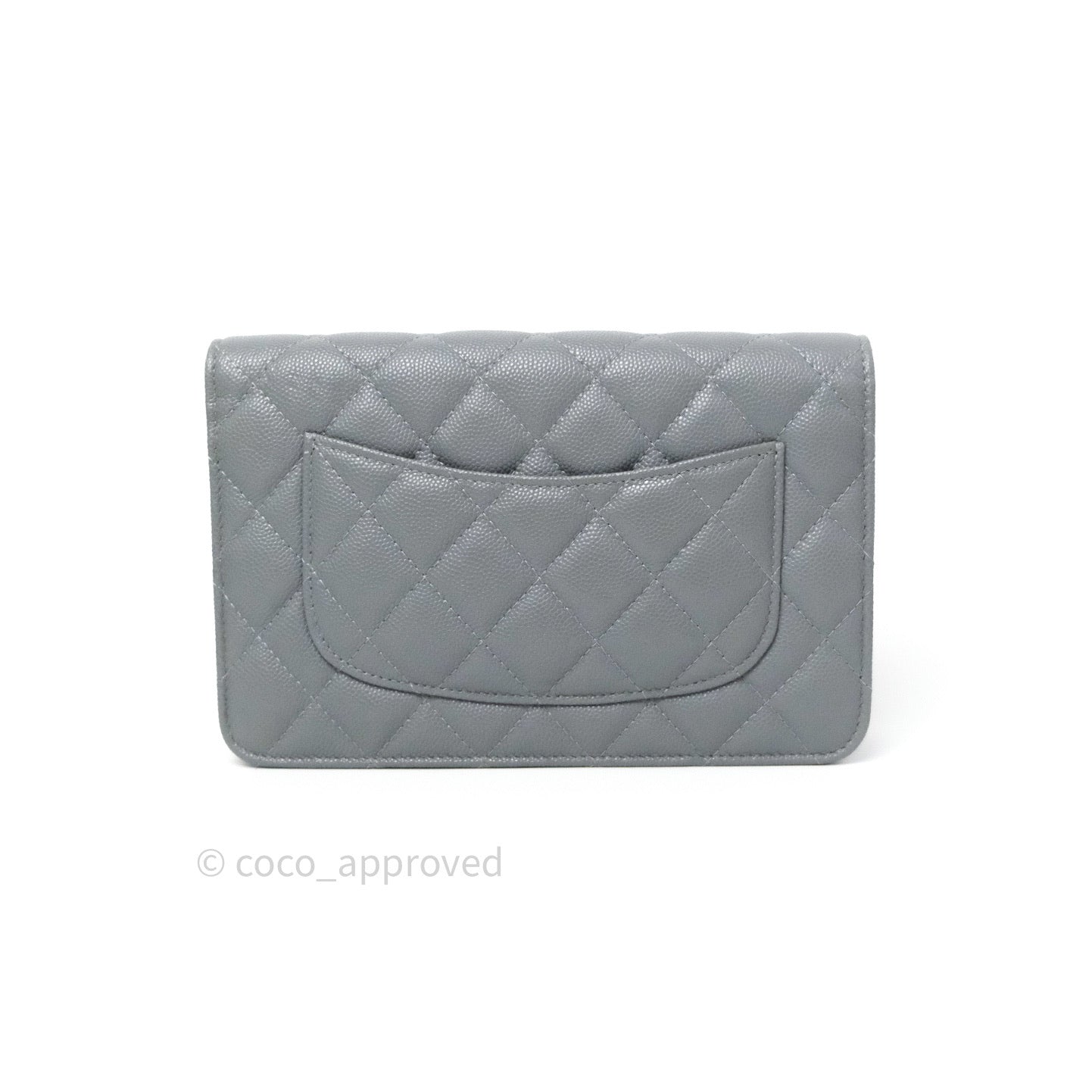 Chanel Caviar Quilted Wallet on Chain WOC Grey Light Gold Hardware 20C