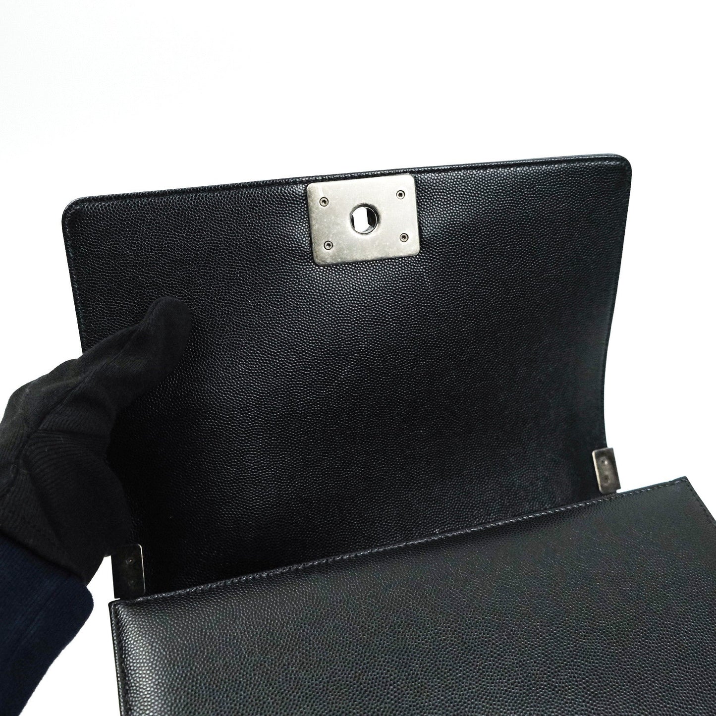 Chanel Boy Quilted Medium Black Caviar Ruthenium Hardware