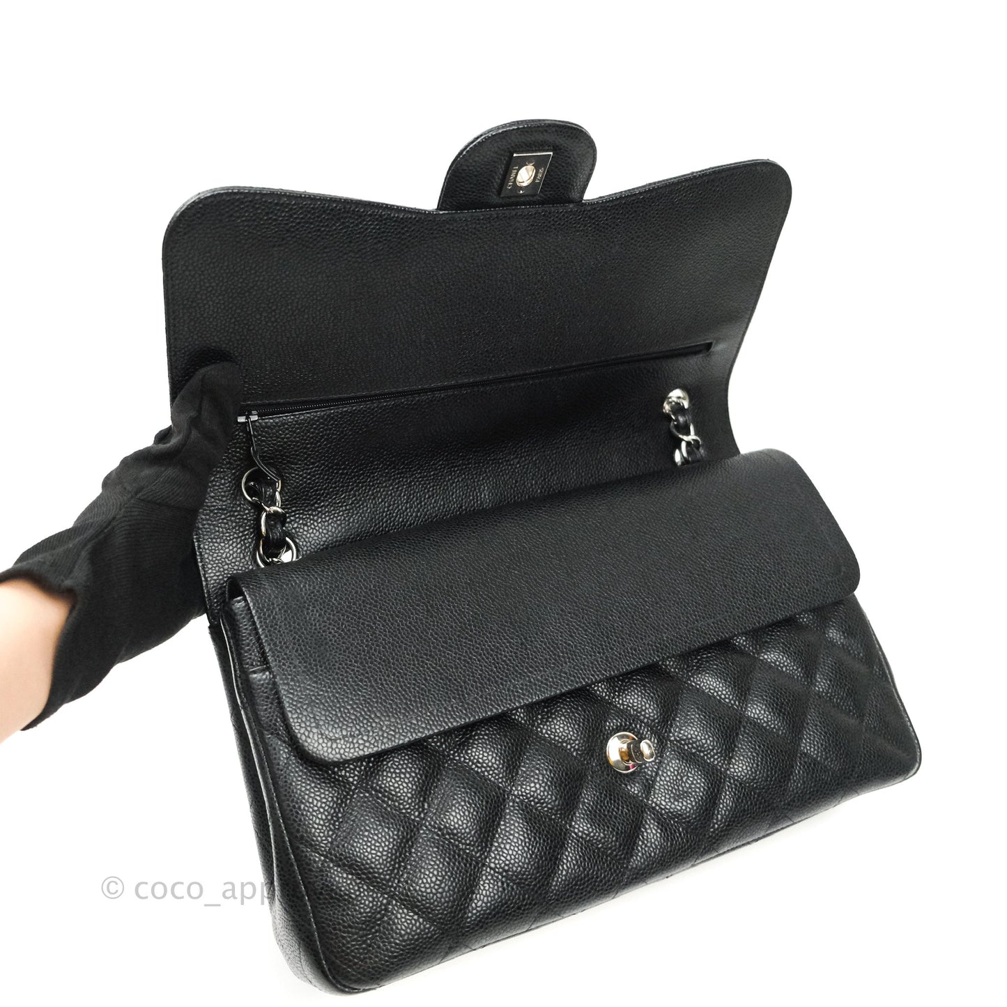 Chanel Jumbo Double Flap Black Caviar Silver Hardware⁣⁣