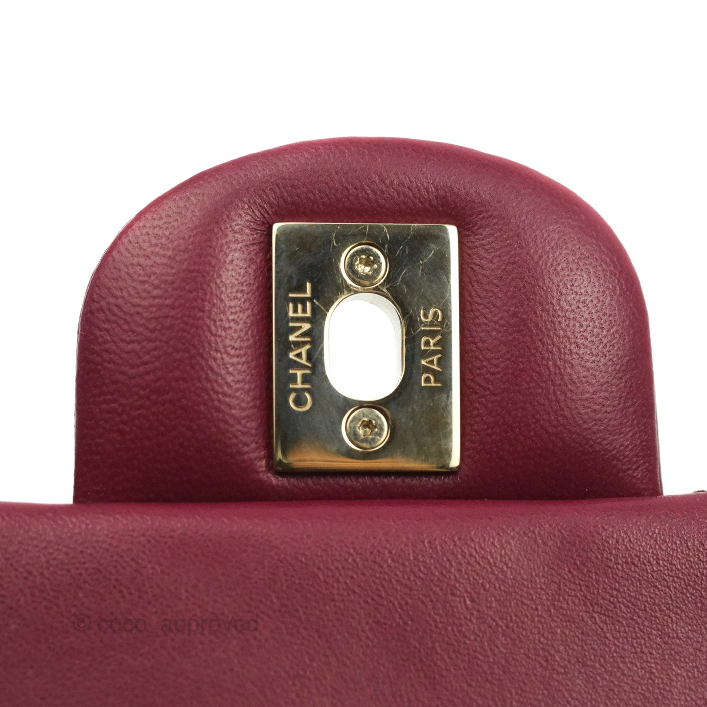 Chanel Quilted Mini Square Dark Red Burgundy Lambskin Gold Hardware 21K