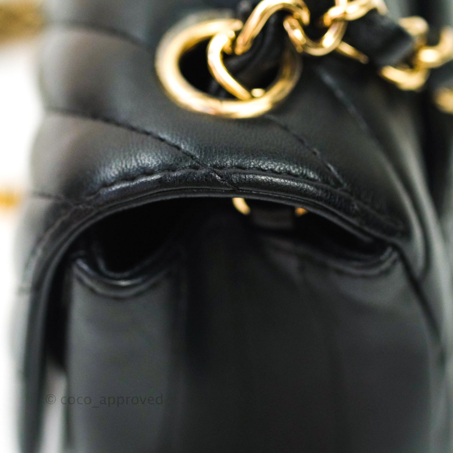 Chanel Mini Square Chevron Black Lambskin Gold Hardware