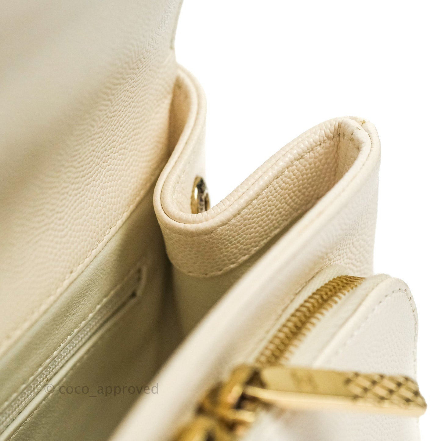 Chanel Quilted Small Business Affinity Flap Ivory Caviar Light Gold Hardware