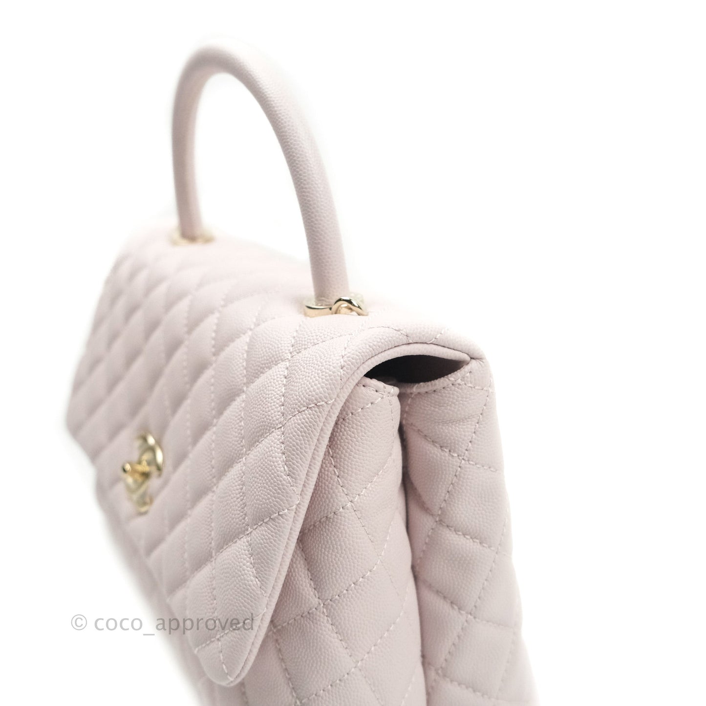 Chanel Small Coco Handle Quilted Lilac Caviar Gold Hardware