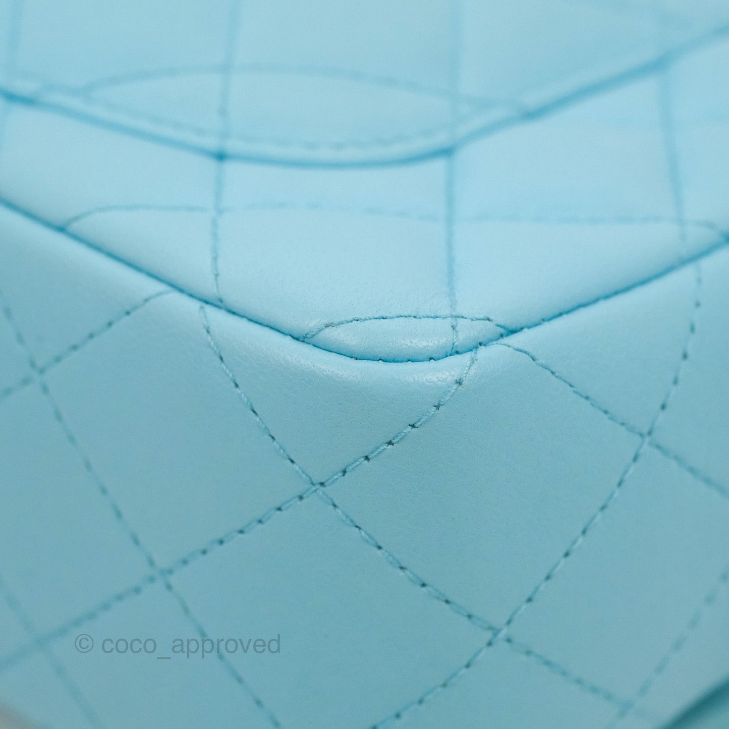 Chanel Quilted Mini Rectangular Flap Light Blue Lambskin Silver Hardware