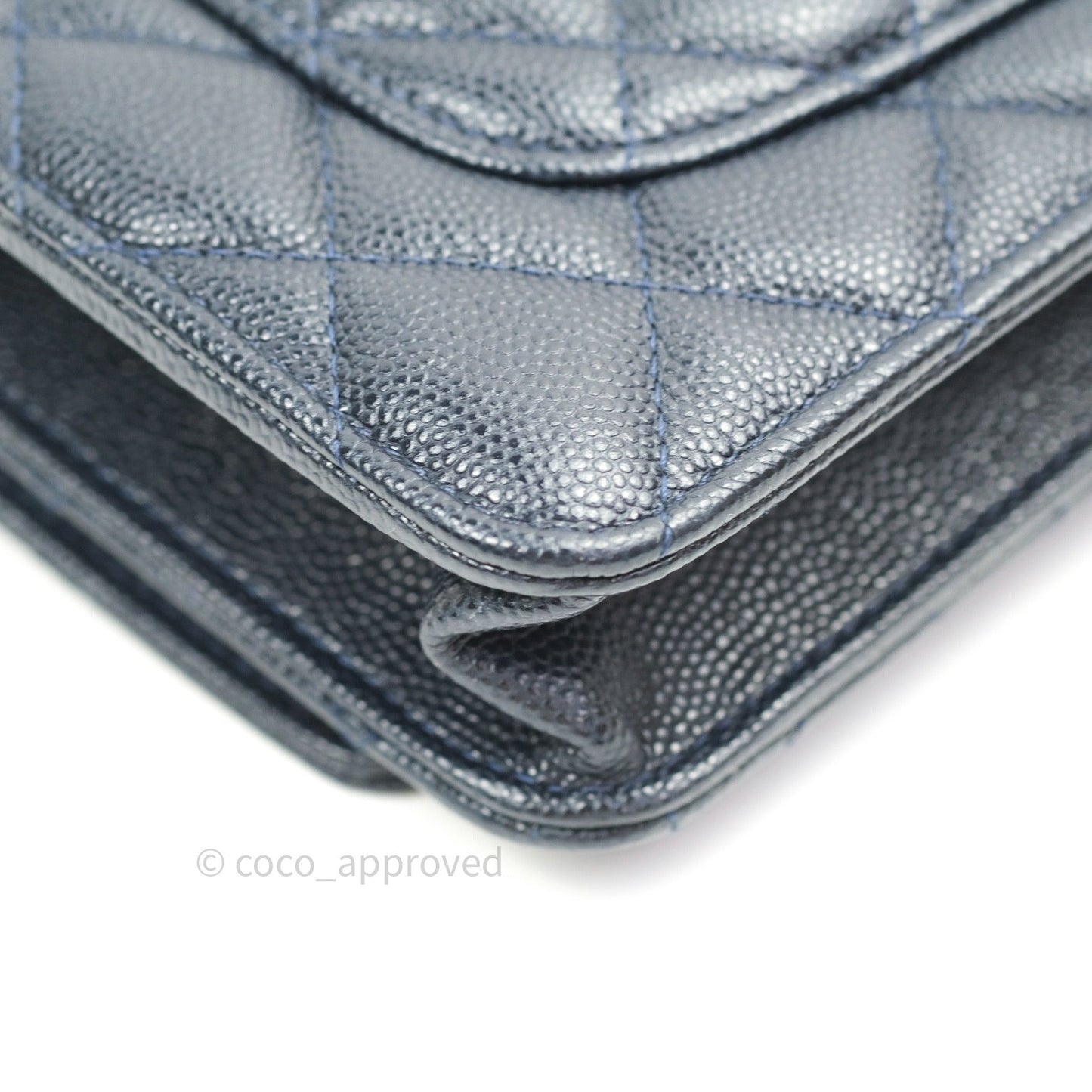 Chanel Quilted Wallet on Chain WOC Navy Caviar Gold Hardware