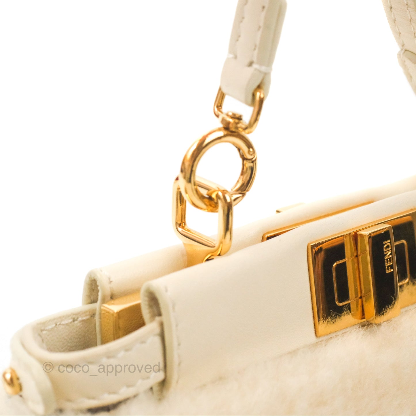 Fendi Micro Peekaboo Bag White Shearling Gold Hardware