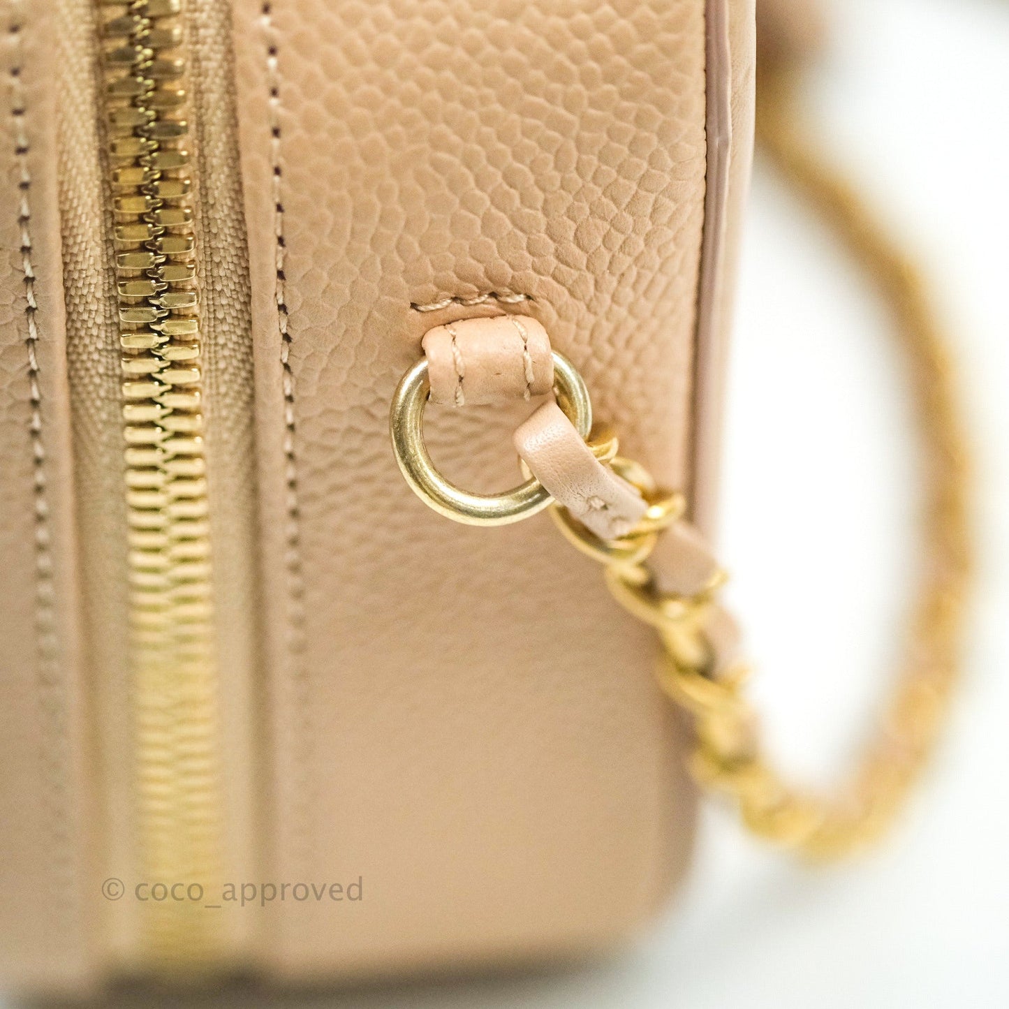 Chanel Quilted Small CC Filigree Vanity Case Beige Beige Caviar