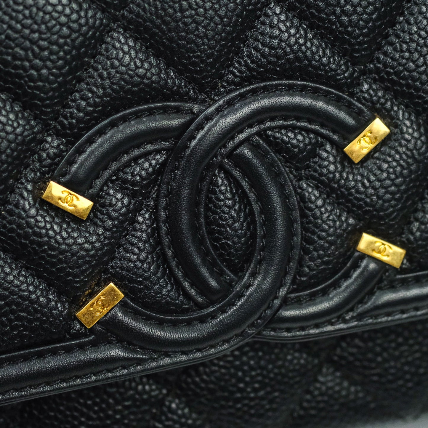 Chanel Quilted Small CC Filigree Flap Black Caviar