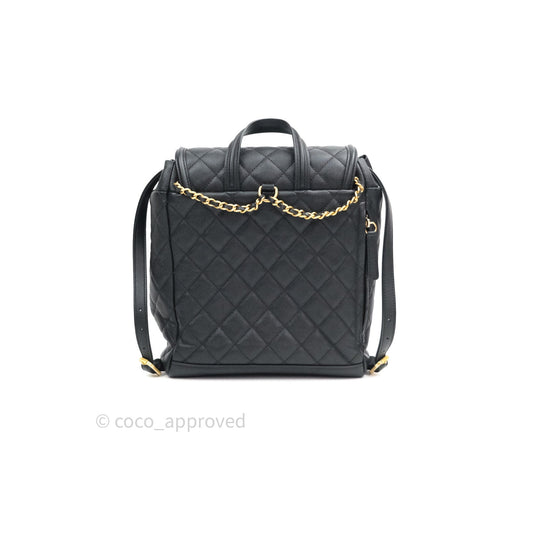 Chanel Quilted Filigree Backpack Black Caviar