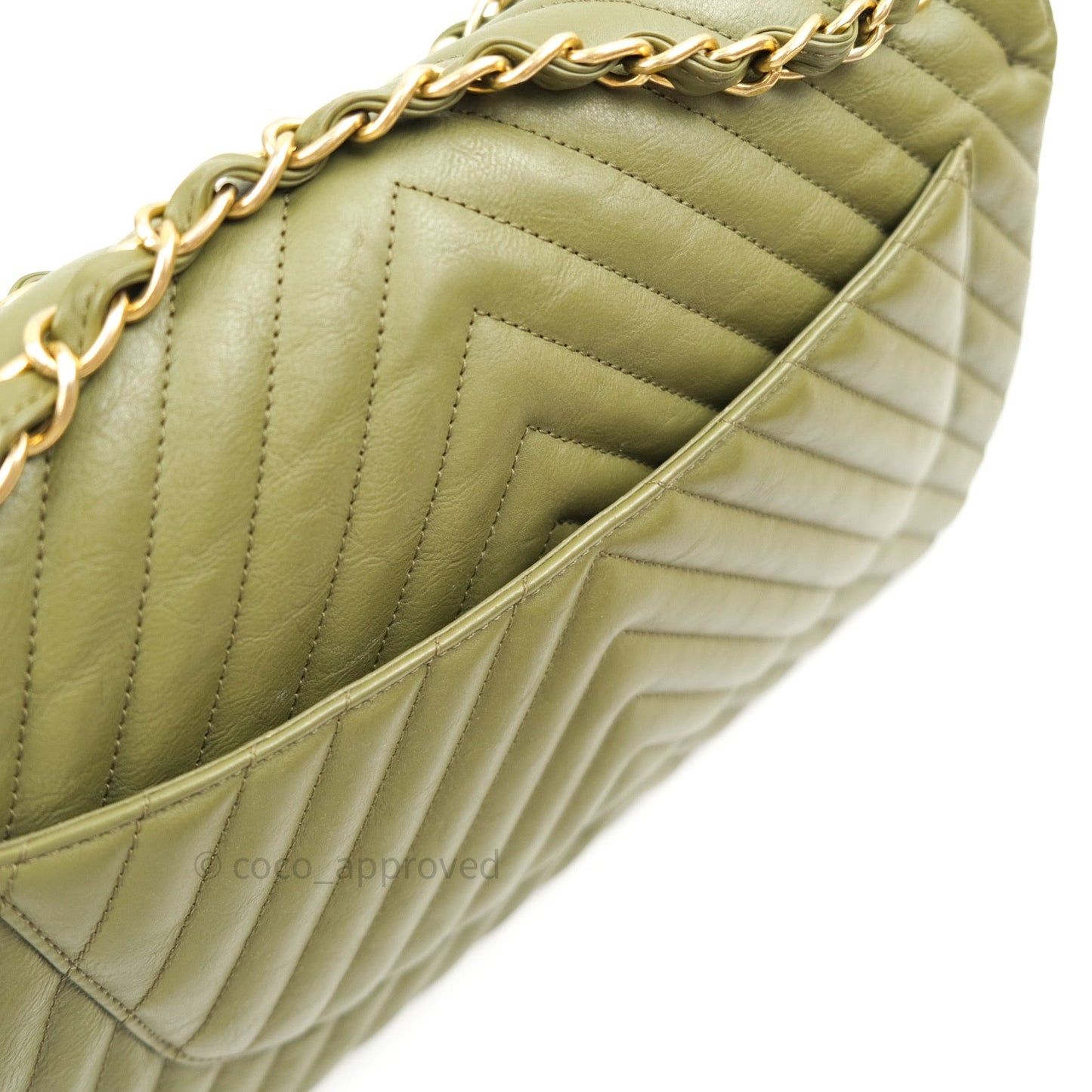 Chanel Jumbo Double Flap Khaki Calfskin Gold Hardware⁣⁣ 17C