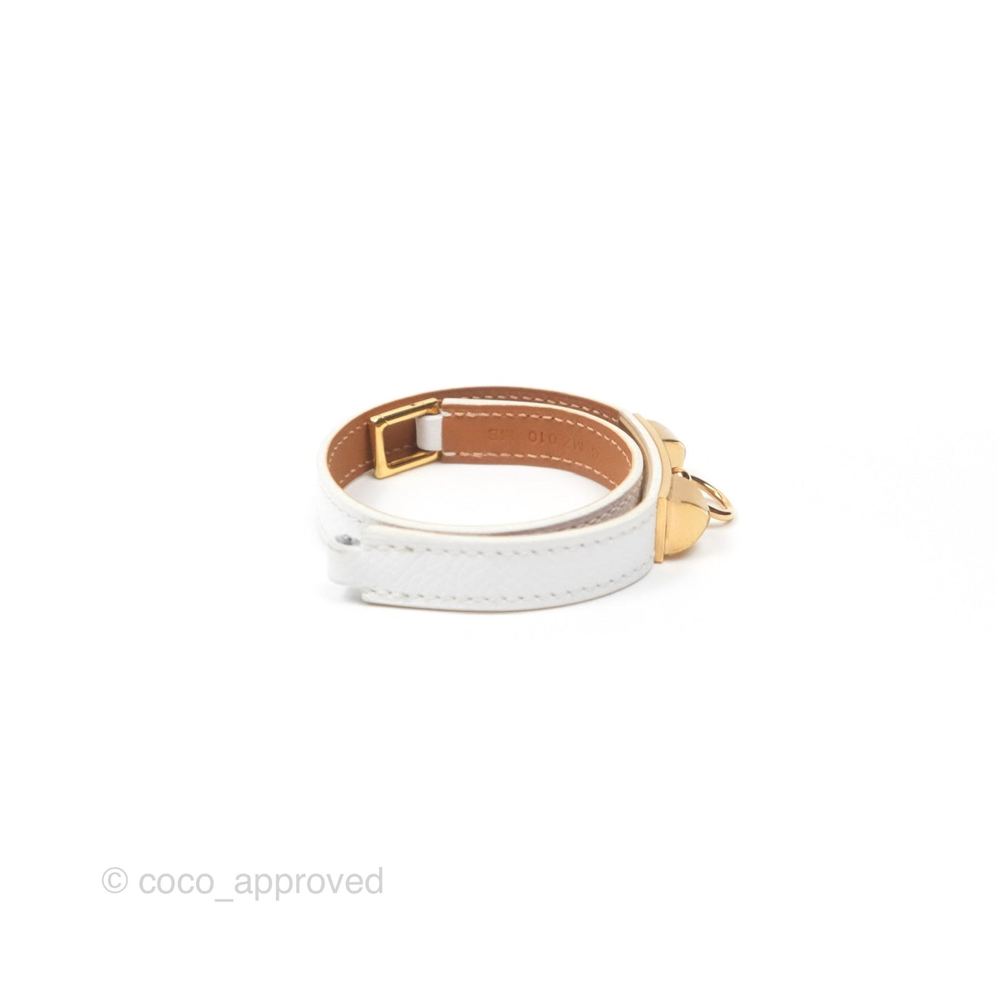Hermès Rivale Double Tour Bracelet White Epsom Gold Hardware