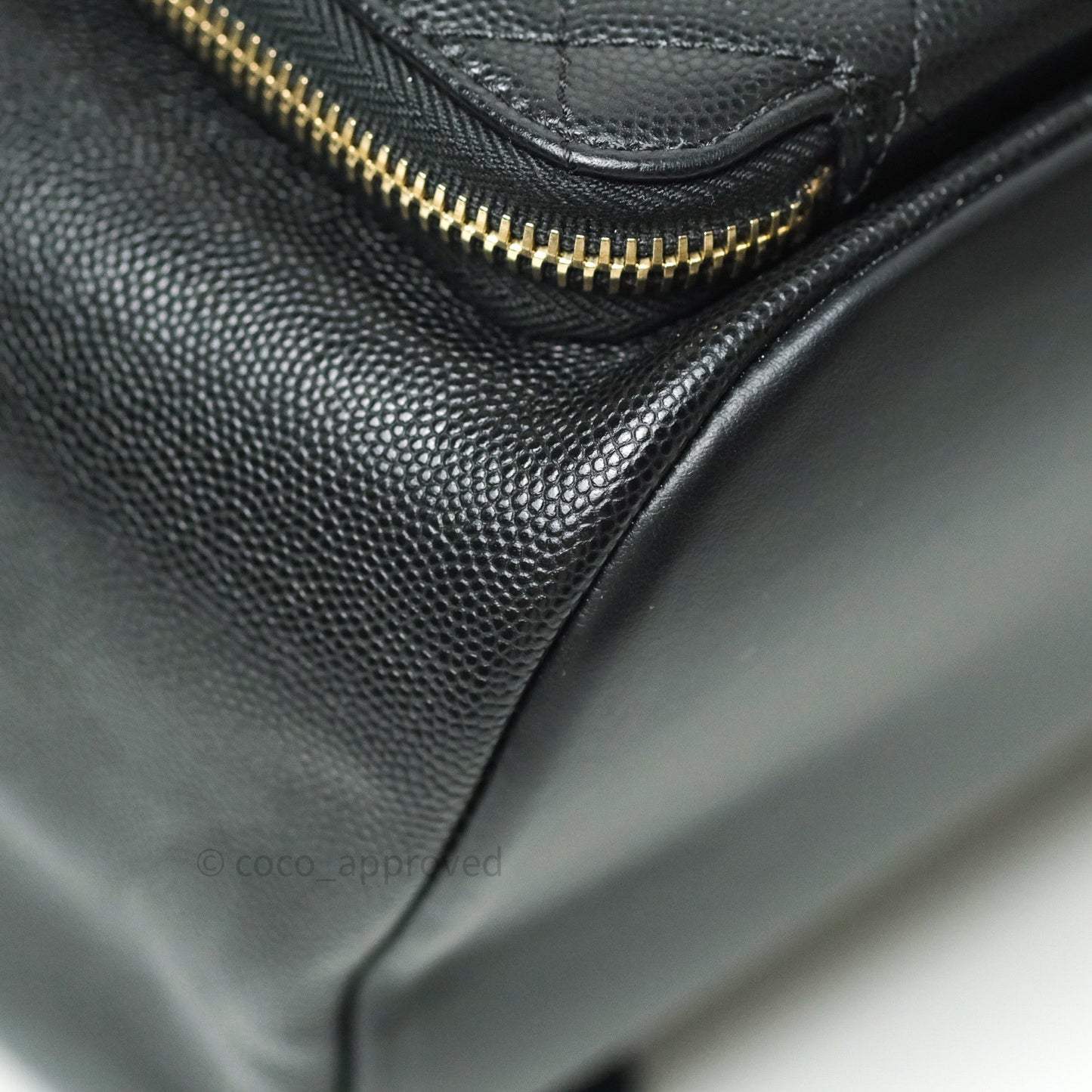 Chanel Quilted Business Affinity Backpack Black Caviar Light Gold Hardware