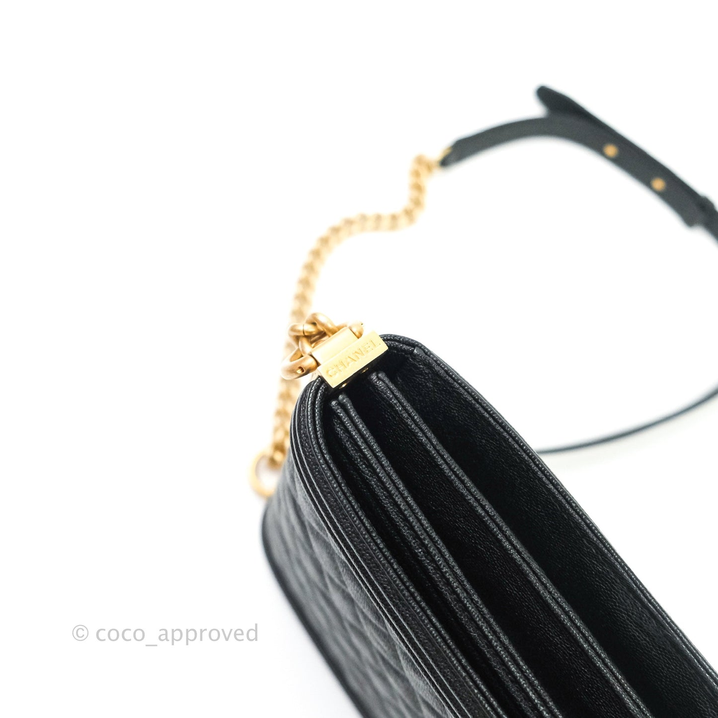 Chanel Quilted North South Boy Flap Black Caviar Gold Hardware