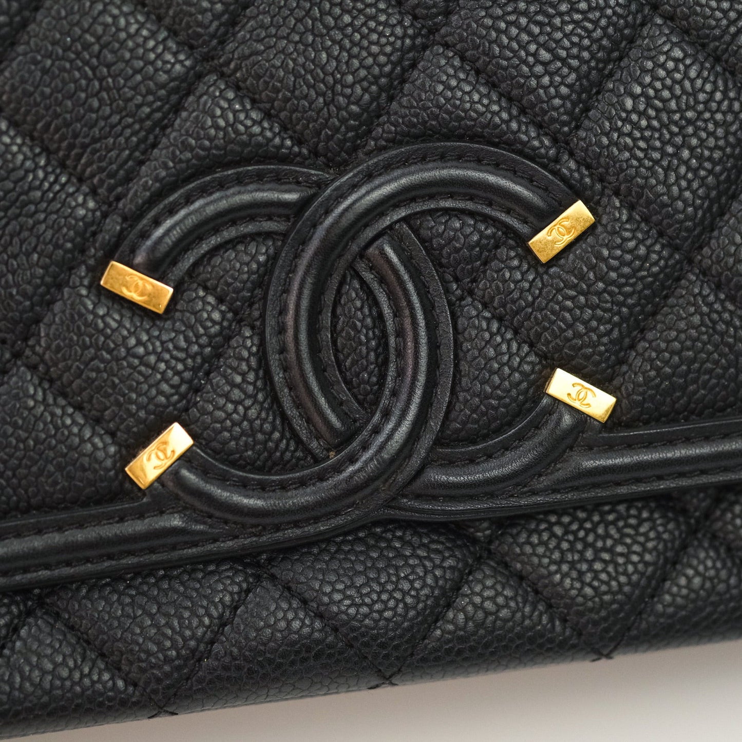 Chanel Quilted Small CC Filigree Flap Black Caviar