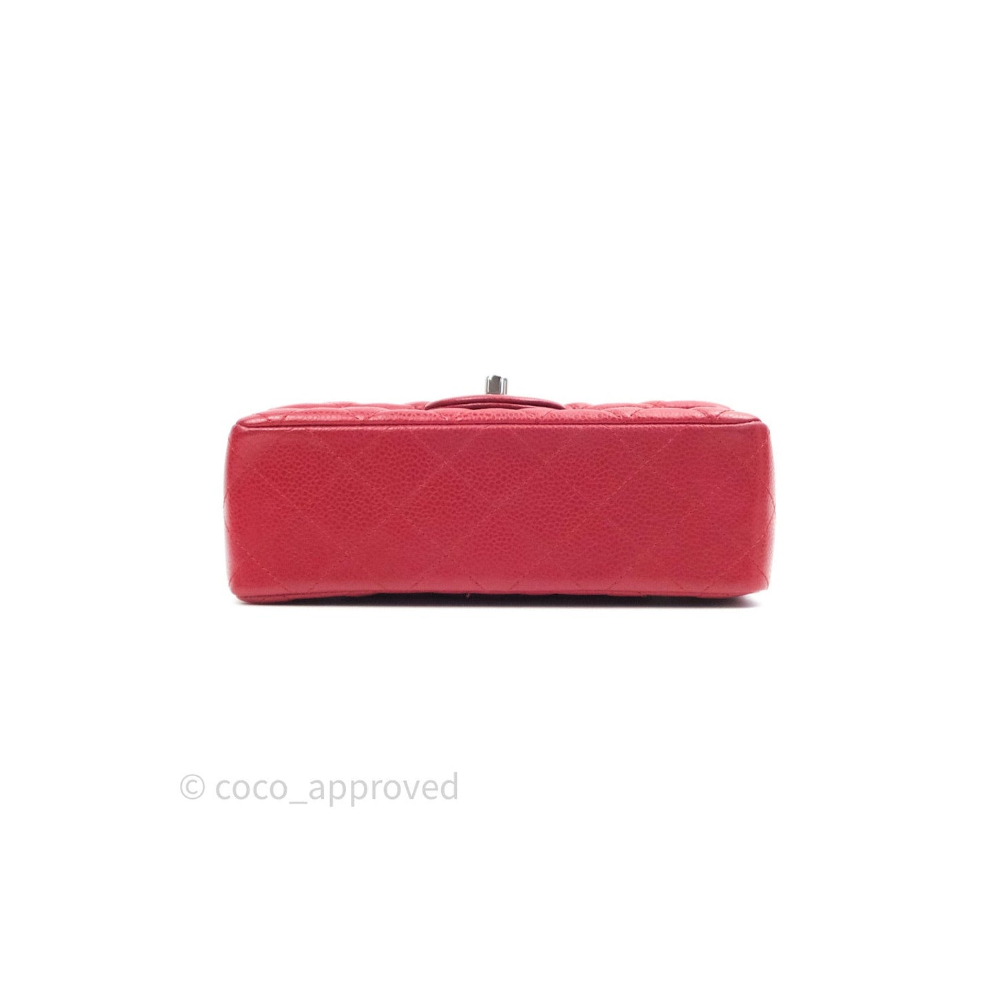 Chanel Quilted Mini Rectangular Red Caviar Silver Hardware