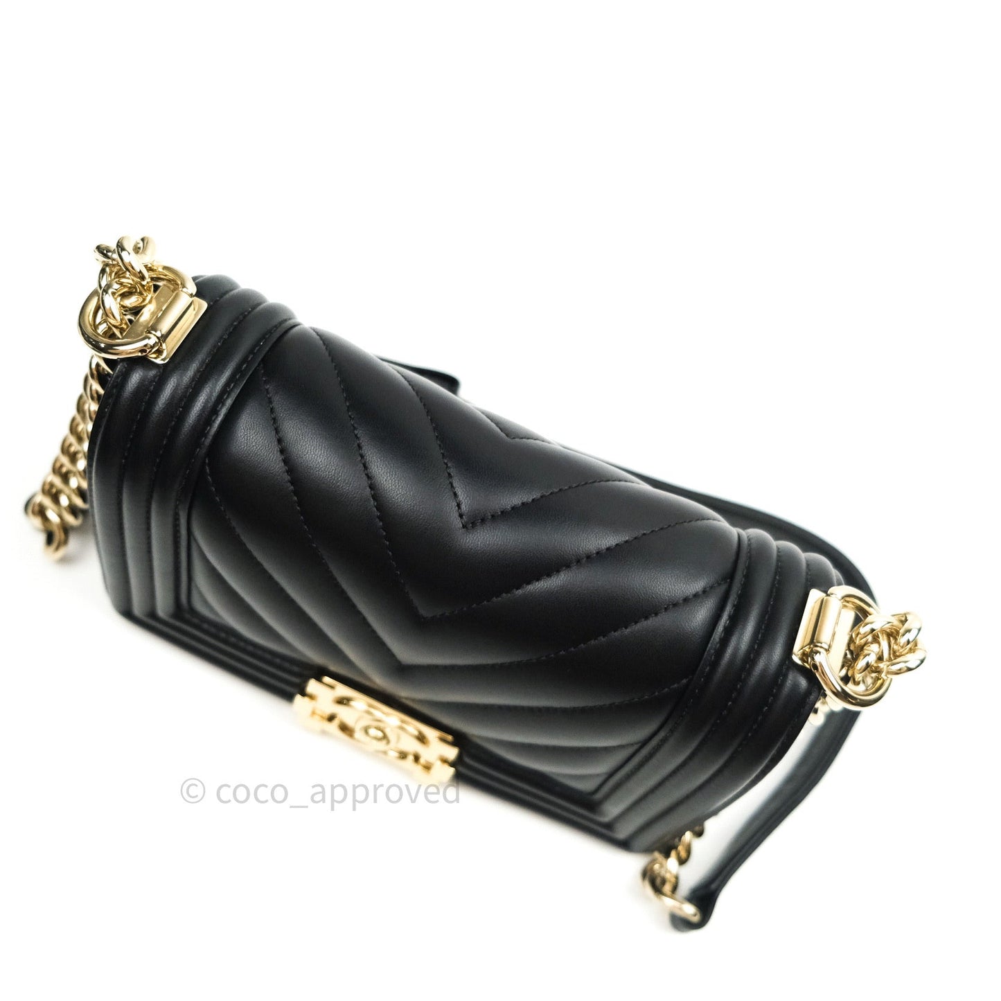 Chanel Small Boy Chevron Black Lambskin Gold Hardware