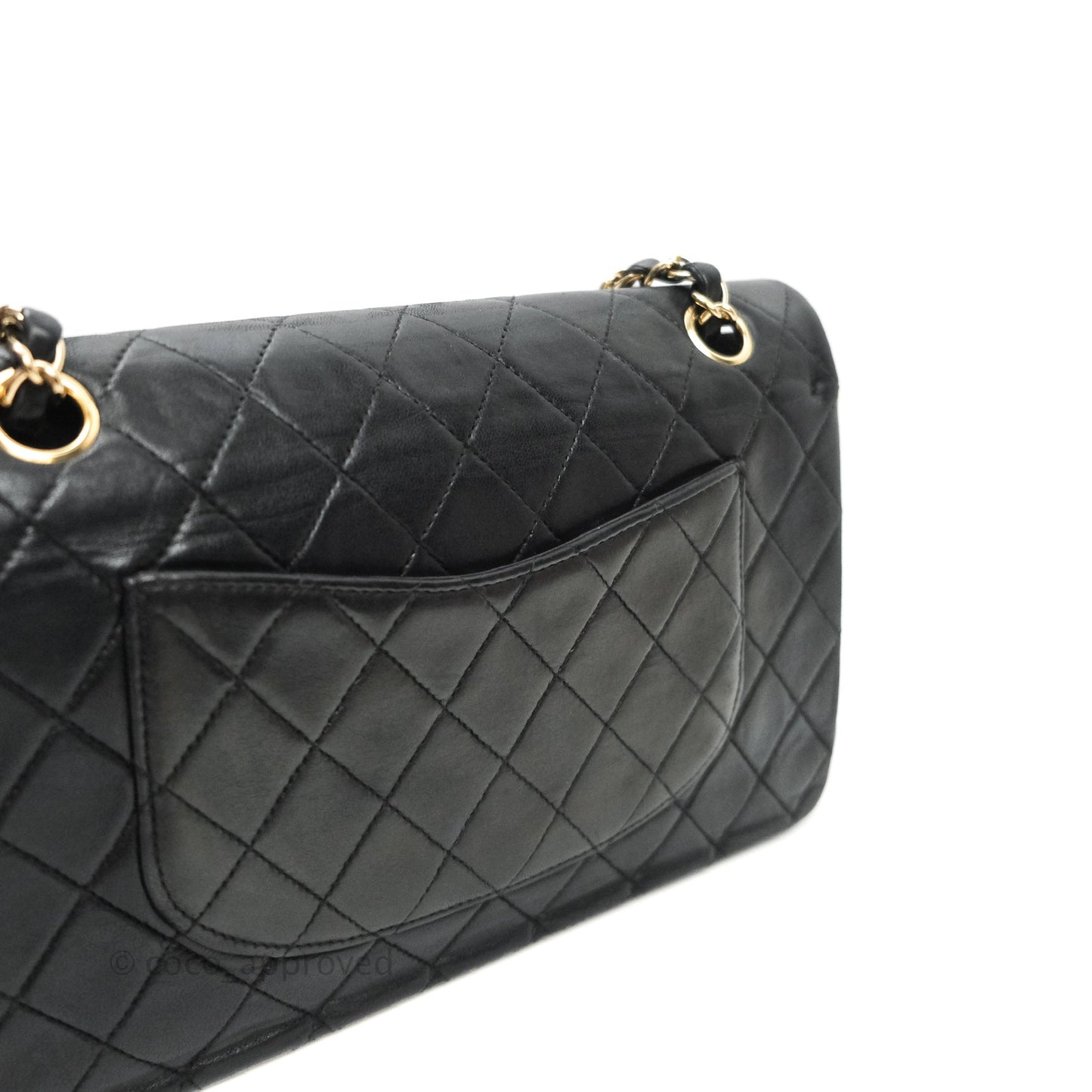 Chanel Vintage M/L Lambskin Medium Double Flap Bag Black