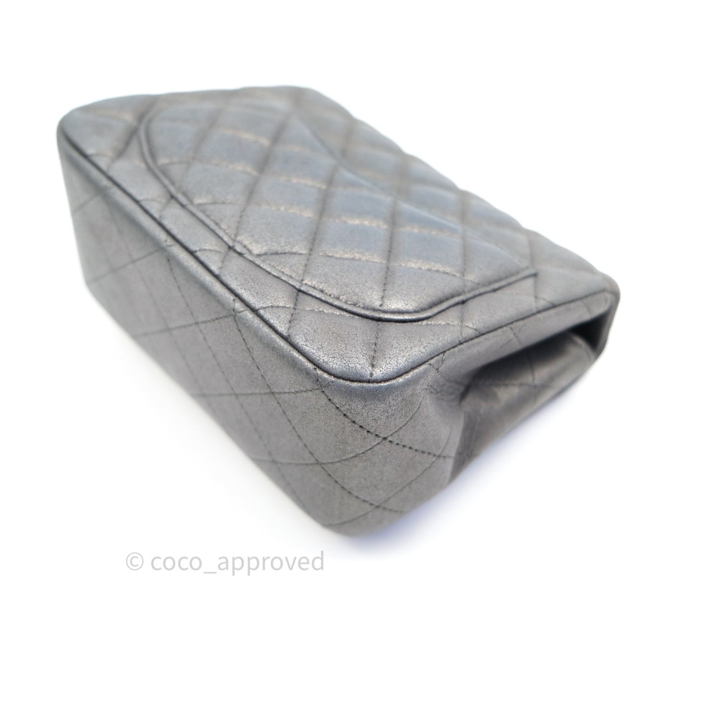 Chanel Mini Square Charcoal Grey Goatskin Ruthenium Hardware