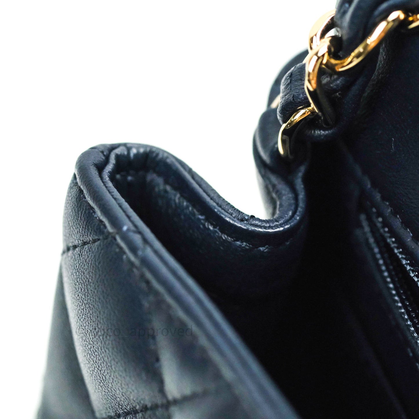 Chanel Mini Square Navy Lambskin Gold Hardware