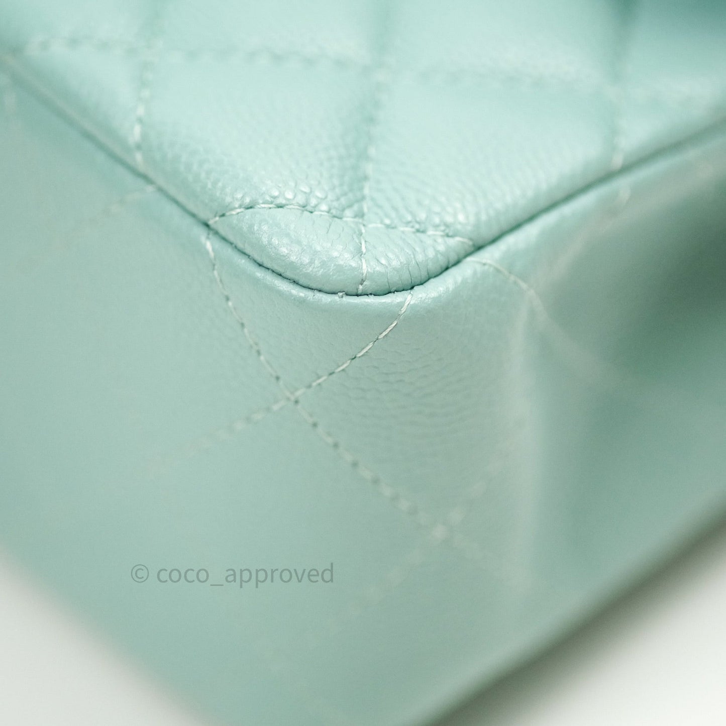 Chanel Classic Small S/M Flap Tiffany Blue Caviar Light Gold Hardware