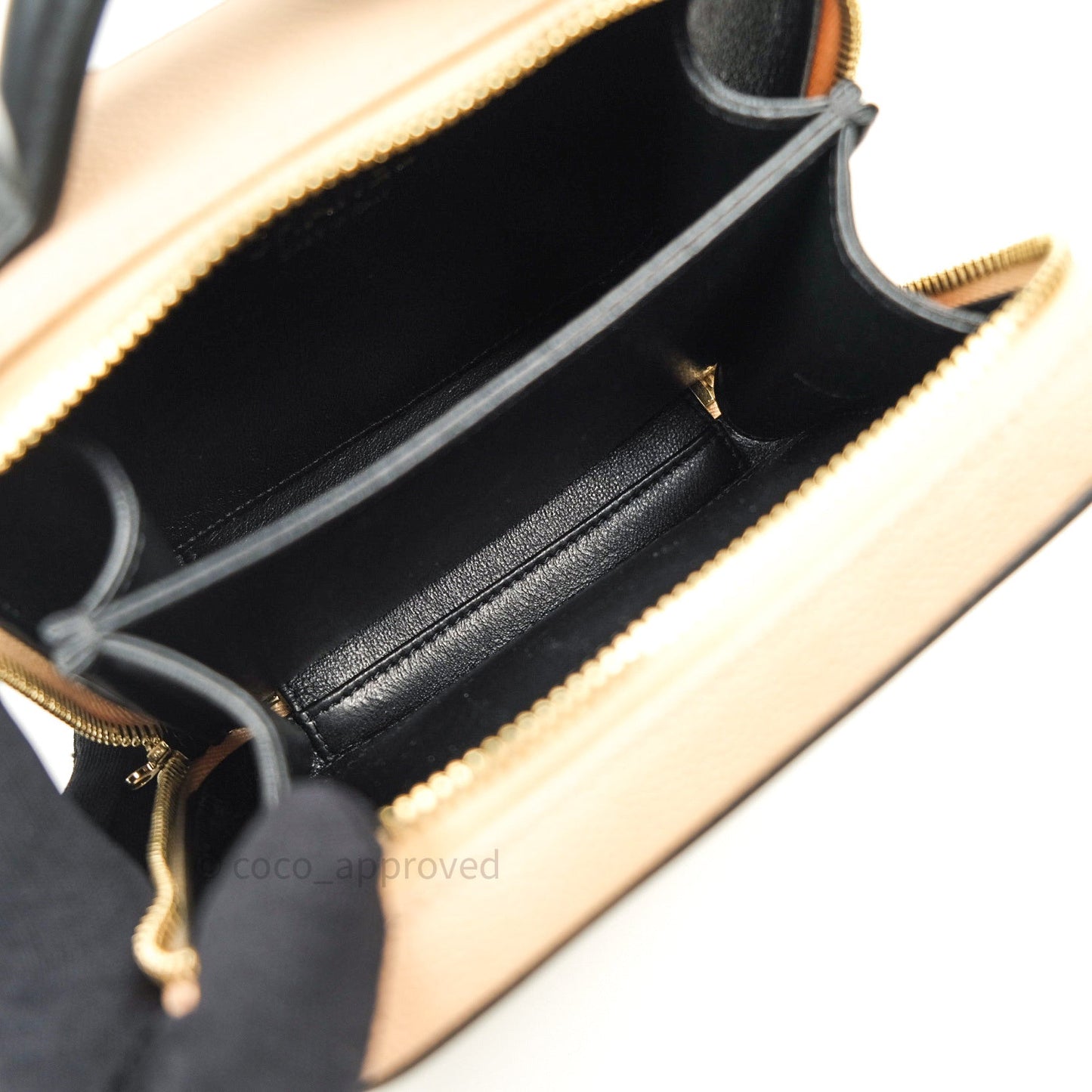Chanel Quilted Small CC Filigree Vanity Case Beige Black Caviar