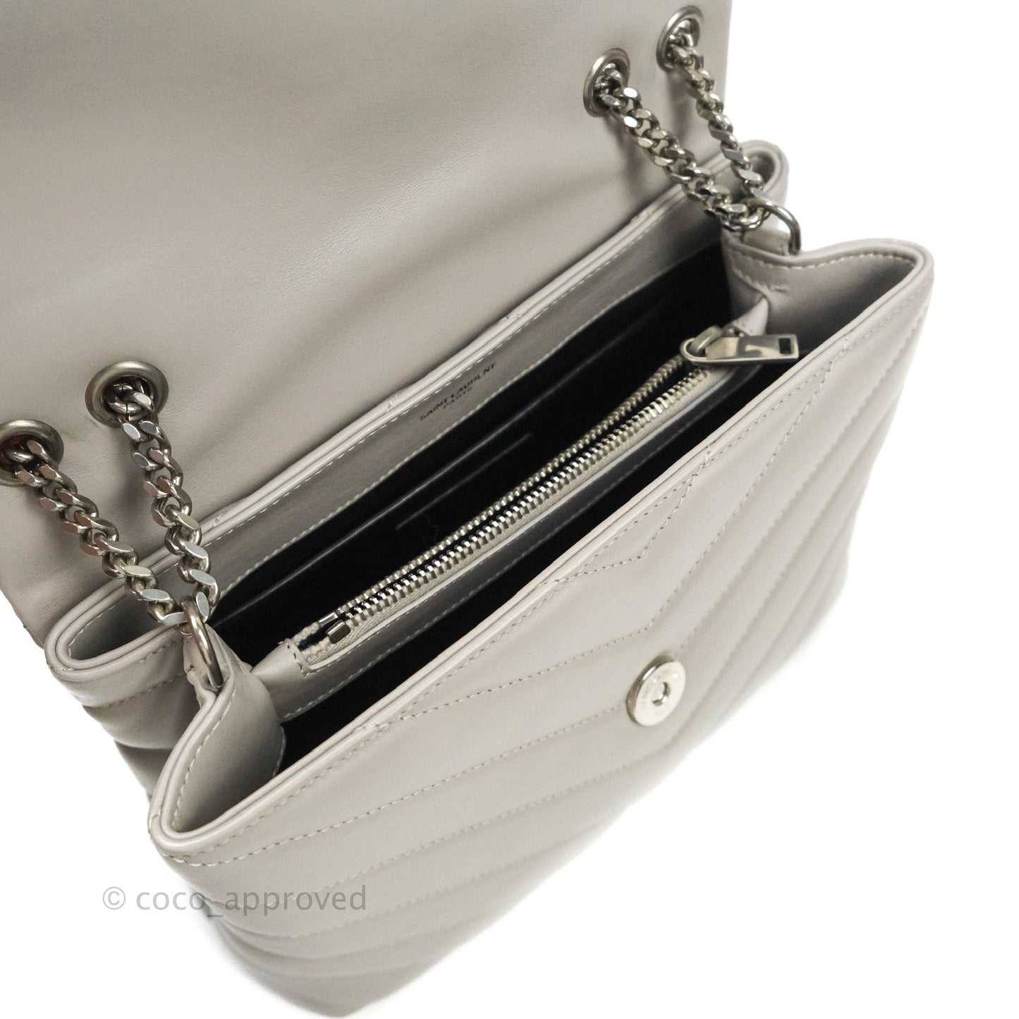 Saint Laurent Loulou Small Bag Light Grey Silver Hardware