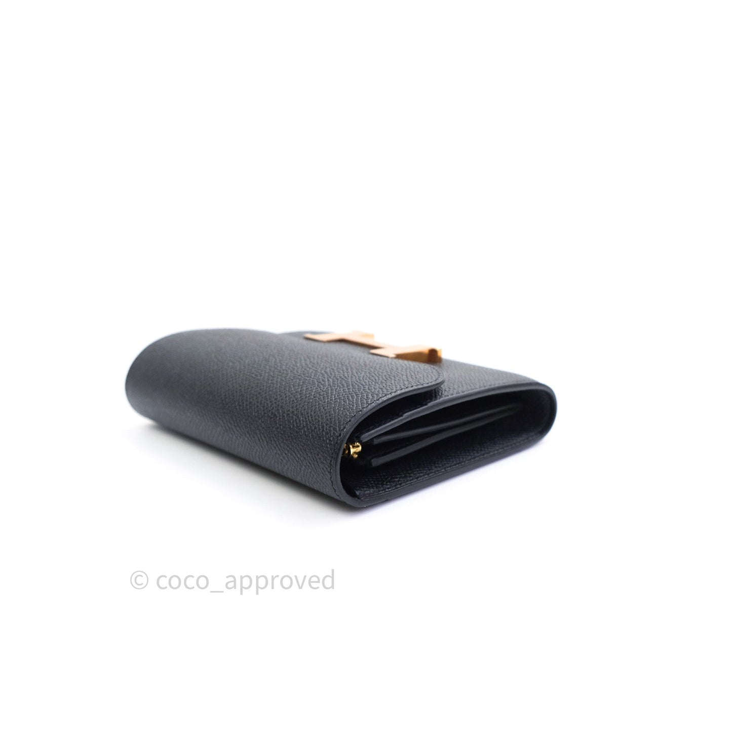 Hermès Constance Short Wallet Black Epsom Gold Hardware