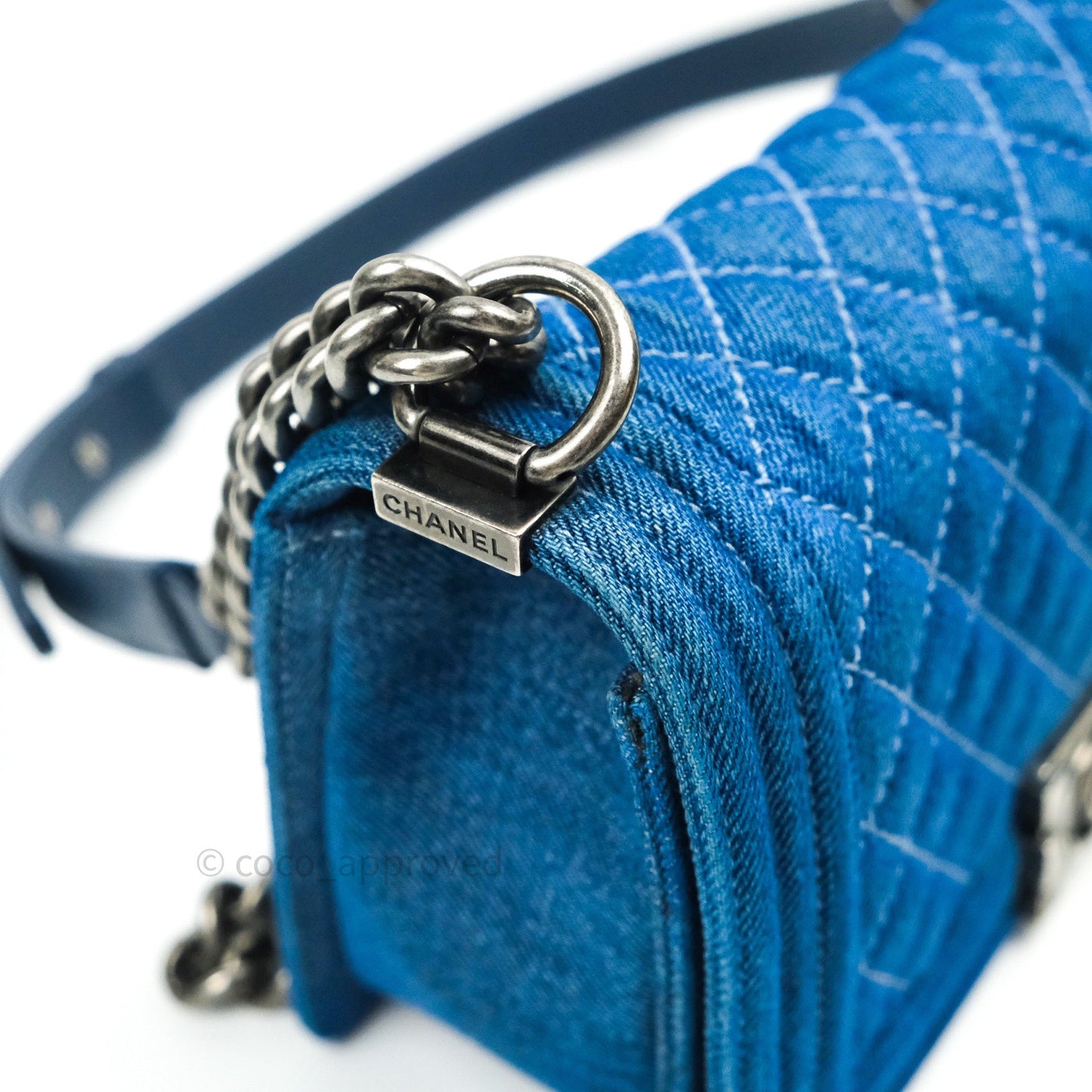 Chanel Boy Quilted Medium Denim Ruthenium Hardware