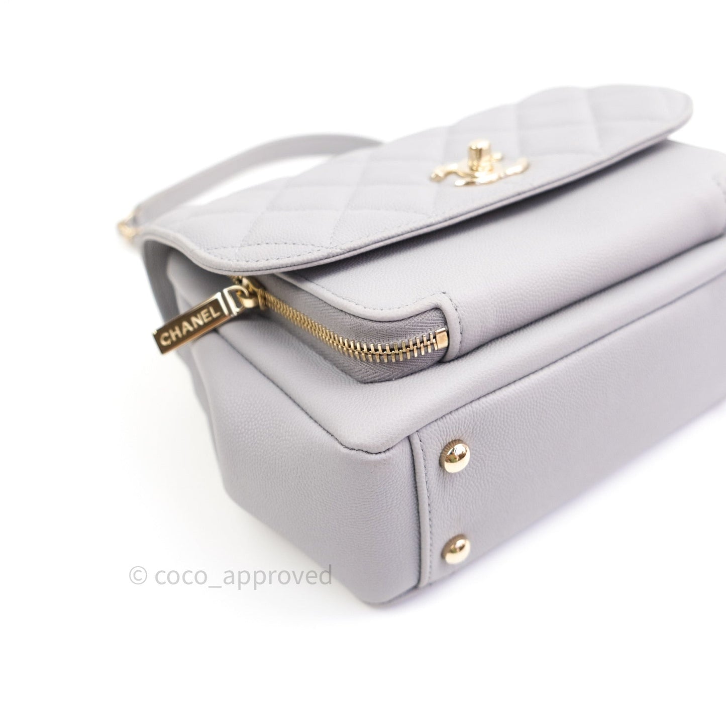 Chanel Quilted Medium Business Affinity Flap Grey Caviar Light Gold Hardware