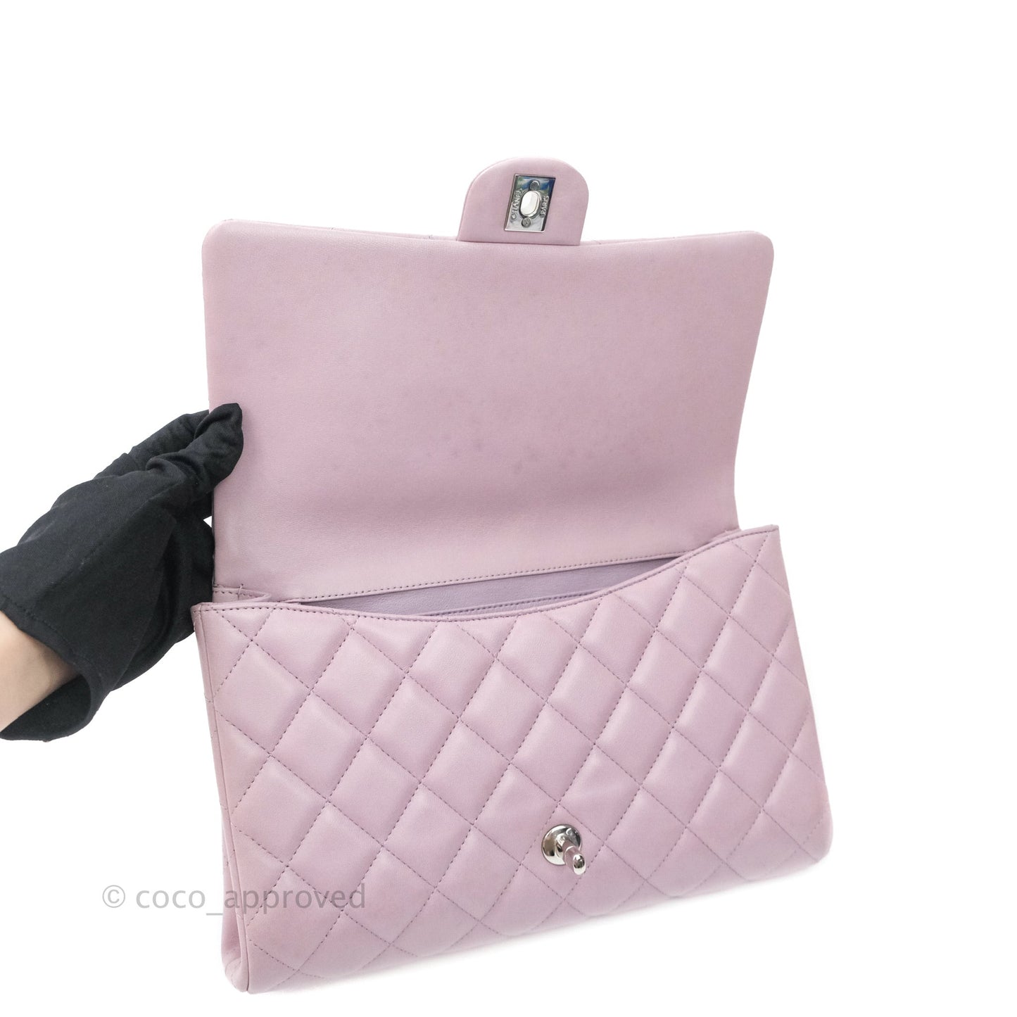 Chanel Quilted Clutch with Chain Lilac Pink Lambskin Silver Hardware