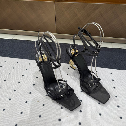 Luxury Saint Laurent SATIN OPYUM HIGH SANDALS BLACK