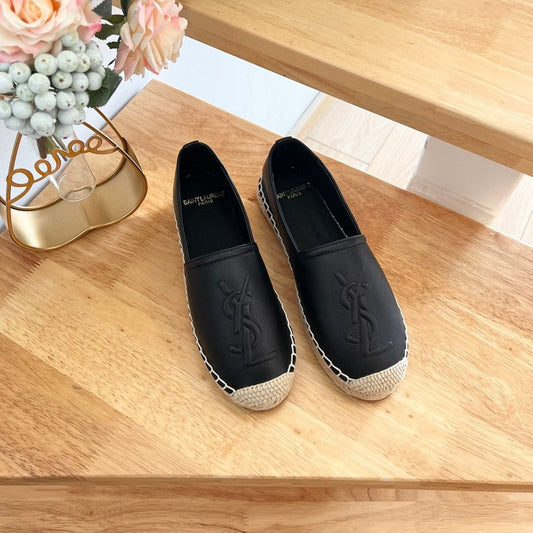 Luxury Saint Laurent SL YVES EMBOSSED LOGO SLIP ON BLACK CALFSKIN