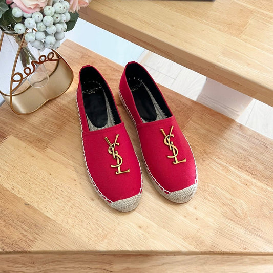Luxury Saint Laurent SL YVES LOGO SLIP ON RED CANVAS