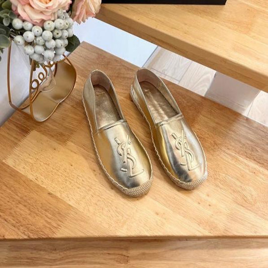 Luxury Saint Laurent SL YVES EMBOSSED LOGO SLIP ON GOLD CALFSKIN