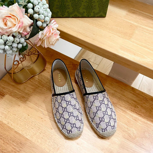 Luxury Gucci GG  Supreme Flat Shoes White Caro