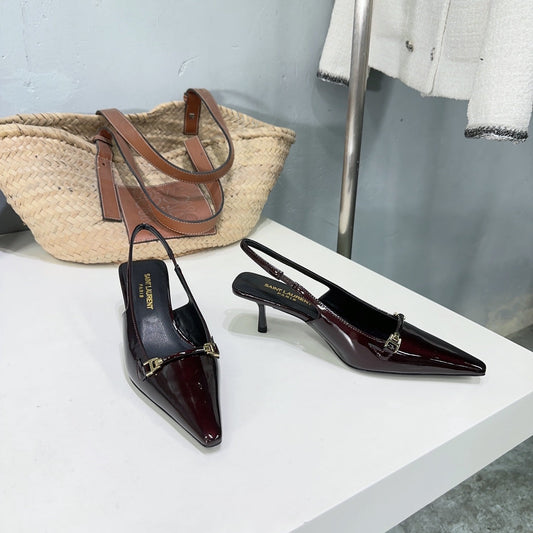 Luxury Saint Laurent SL CARINE SLINGBACKS PUMP 60 WINE CALFSKIN
