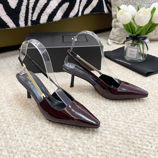 Luxury Saint Laurent SL BLAKE SLINGBACK PUMPS MULBERRY CALFSKIN