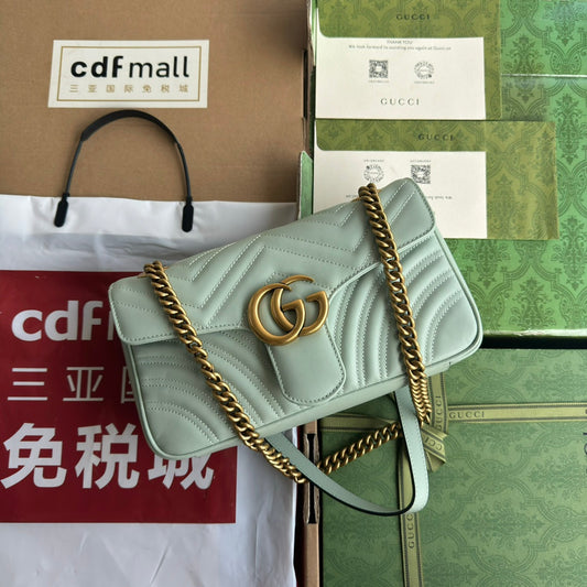 Luxury Gucci gg marmont 26cm turquoise calfskin gold hardware
