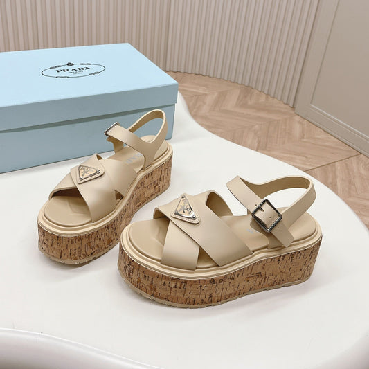 Luxury PradaHigh Heel 80 Sandal Beige