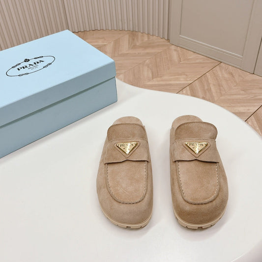 Luxury PradaSABOTS MULES LIGHT BROWN SUEDE