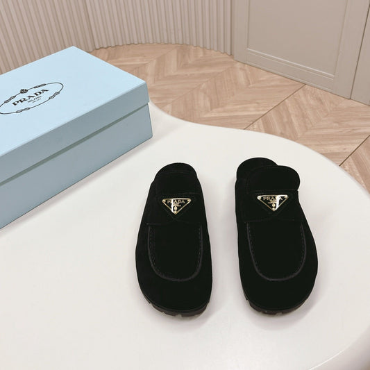 Luxury PradaSABOTS MULES BLACK SUEDE