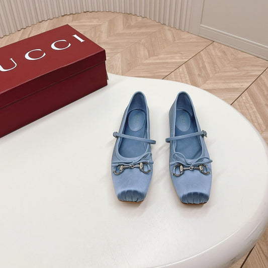 Luxury Gucci GG BALLET FLAT SKY SILK