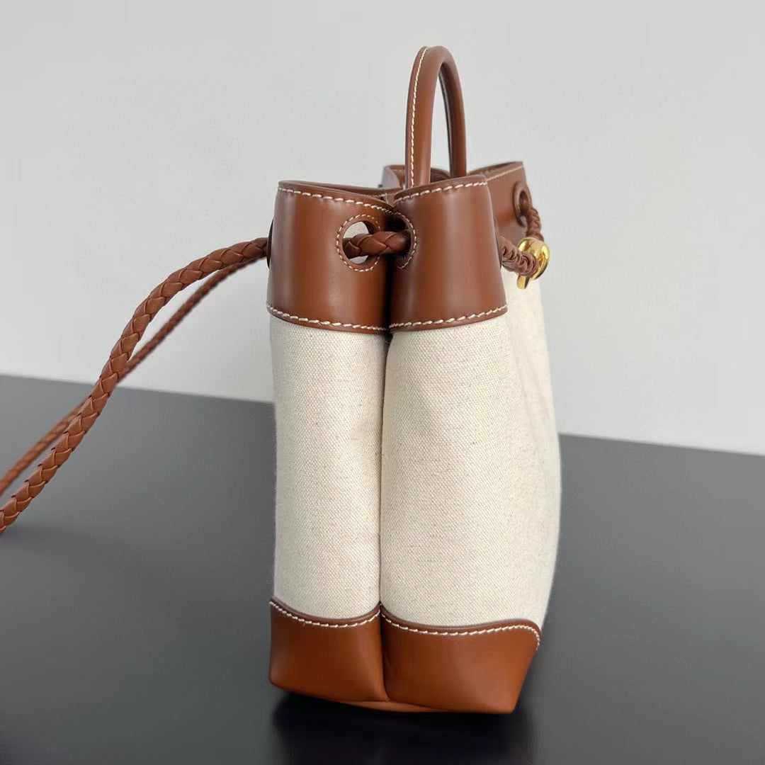 Luxury Bottega Veneta bv medium andiamo 32 brown lambskin white canvas