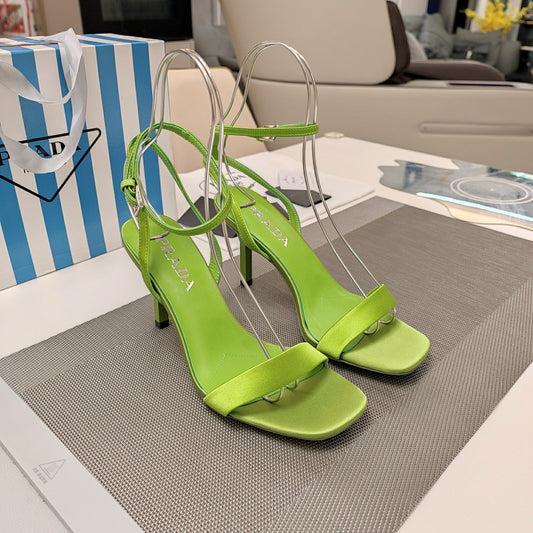 Luxury PradaHIGH-HEELED SANDALS PEAR SATIN