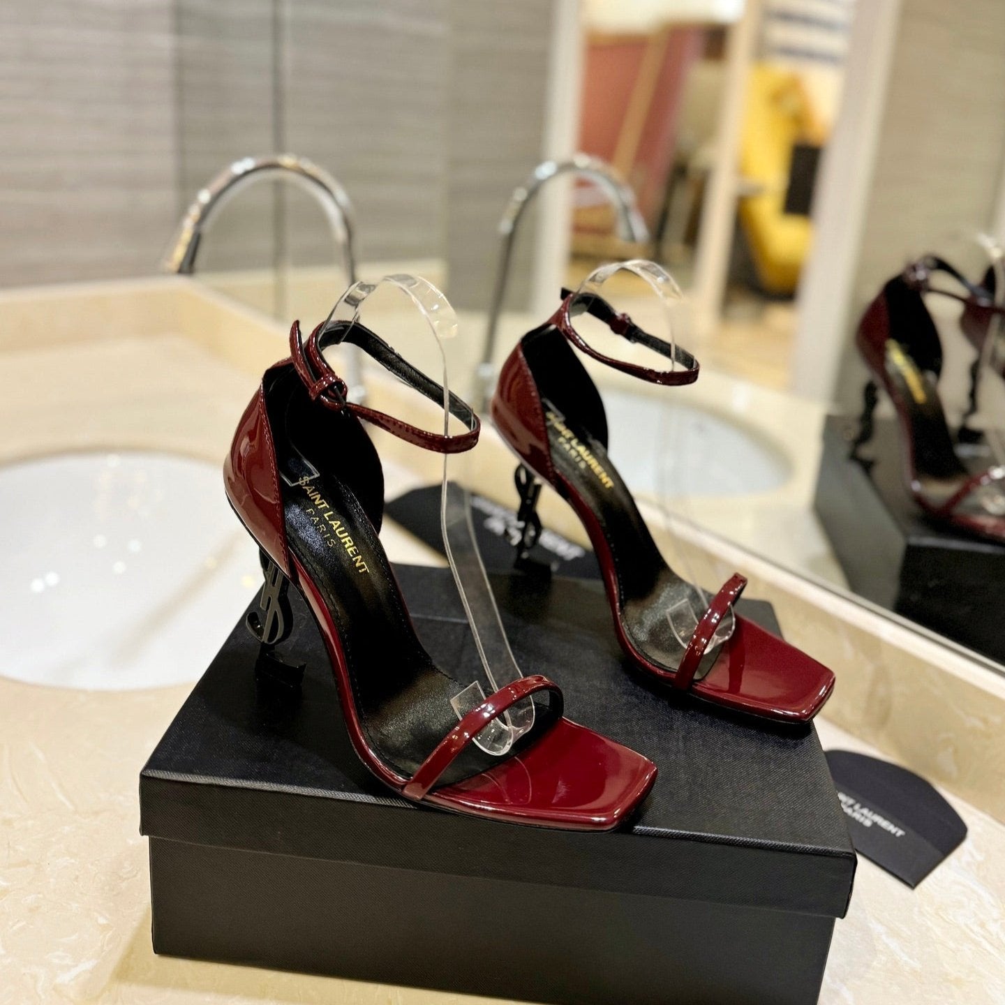 Luxury Saint Laurent SL OPYUM SANDALS 105 JAM POLISHED CALFSKIN